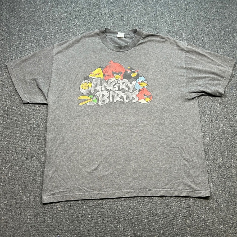 Fifth Sun Angry Birds TShirt Sz 2XL Mens Gray Retro Gamer Skater Graphic Tee